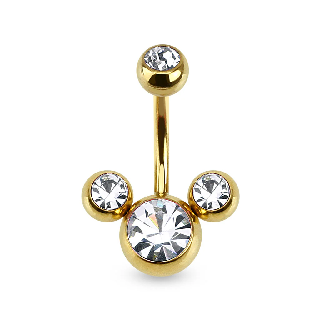 Triple Bubble CZ Titanium Belly Button Navel Rings - Image 8