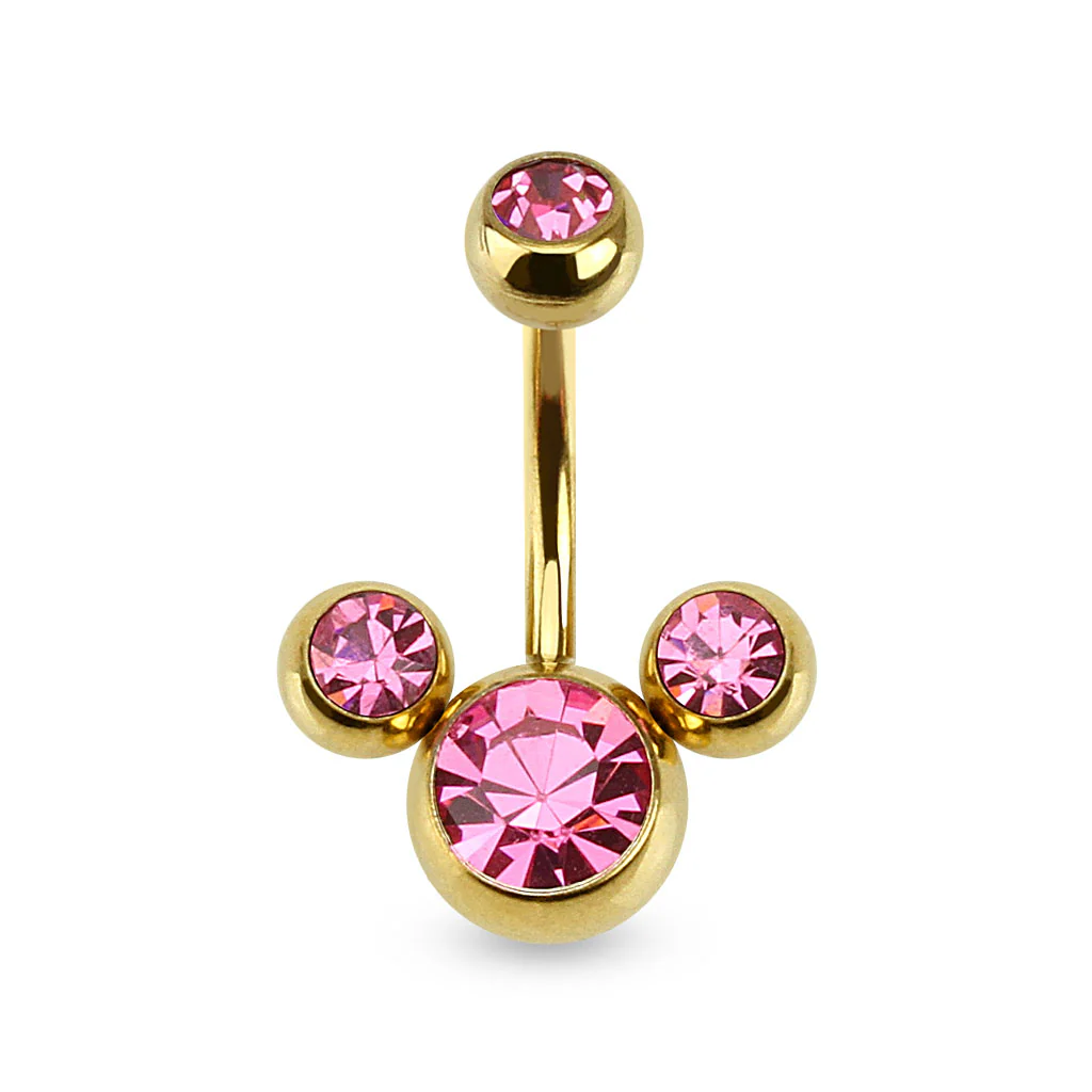 Triple Bubble CZ Titanium Belly Button Navel Rings - Image 9