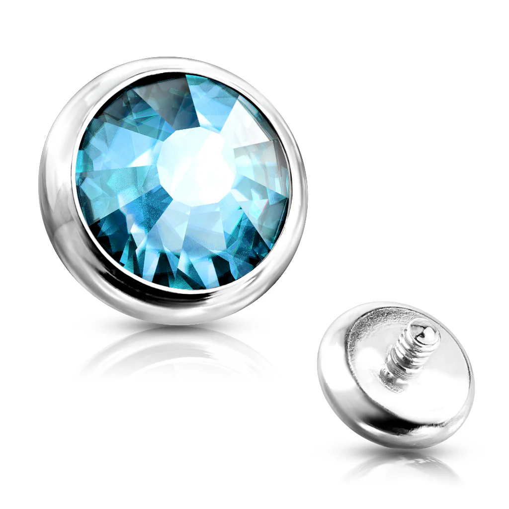 Mixed Sz Flat Bottom Dome Assorted CZ Dermal Anchor Top - Image 13