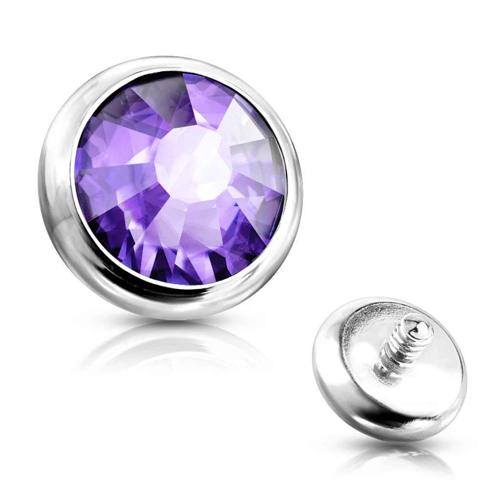 Mixed Sz Flat Bottom Dome Assorted CZ Dermal Anchor Top - Image 16