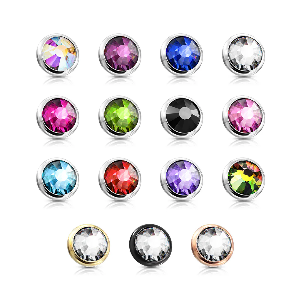 Mixed Sz Flat Bottom Dome Assorted CZ Dermal Anchor Top - Image 6