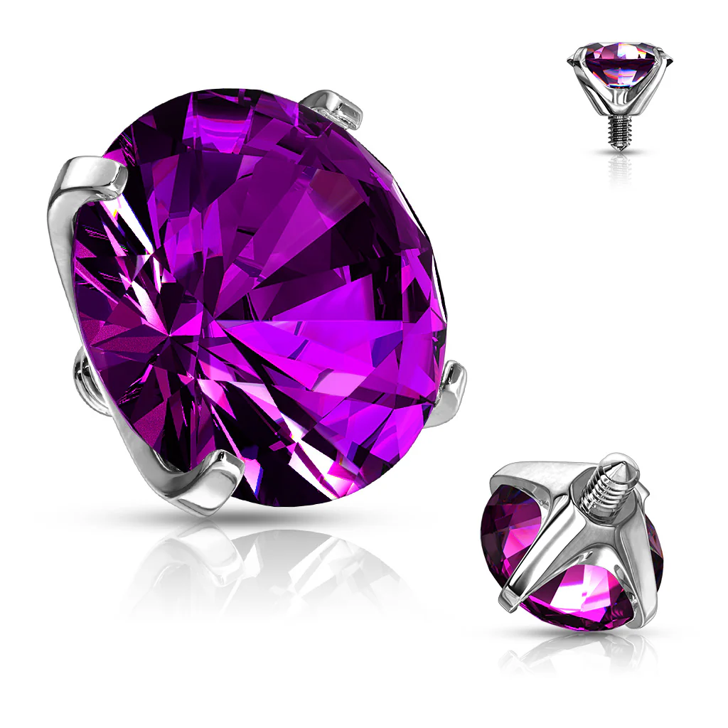 Mixed Sz Round Prong Set Assorted CZ Dermal Anchor Top - Image 10