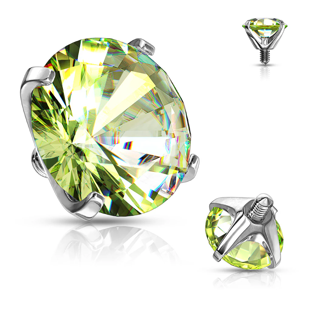 Mixed Sz Round Prong Set Assorted CZ Dermal Anchor Top - Image 11