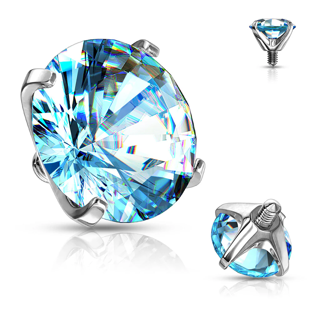 Mixed Sz Round Prong Set Assorted CZ Dermal Anchor Top - Image 12