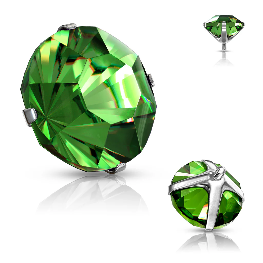 Mixed Sz Round Prong Set Assorted CZ Dermal Anchor Top - Image 13