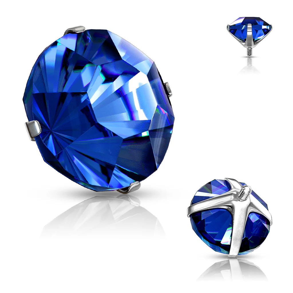 Mixed Sz Round Prong Set Assorted CZ Dermal Anchor Top - Image 15