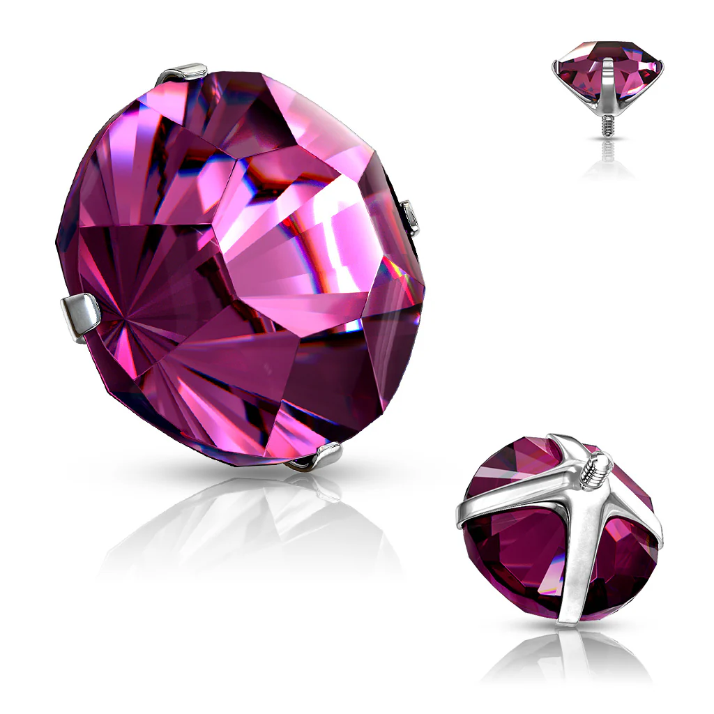 Mixed Sz Round Prong Set Assorted CZ Dermal Anchor Top - Image 3