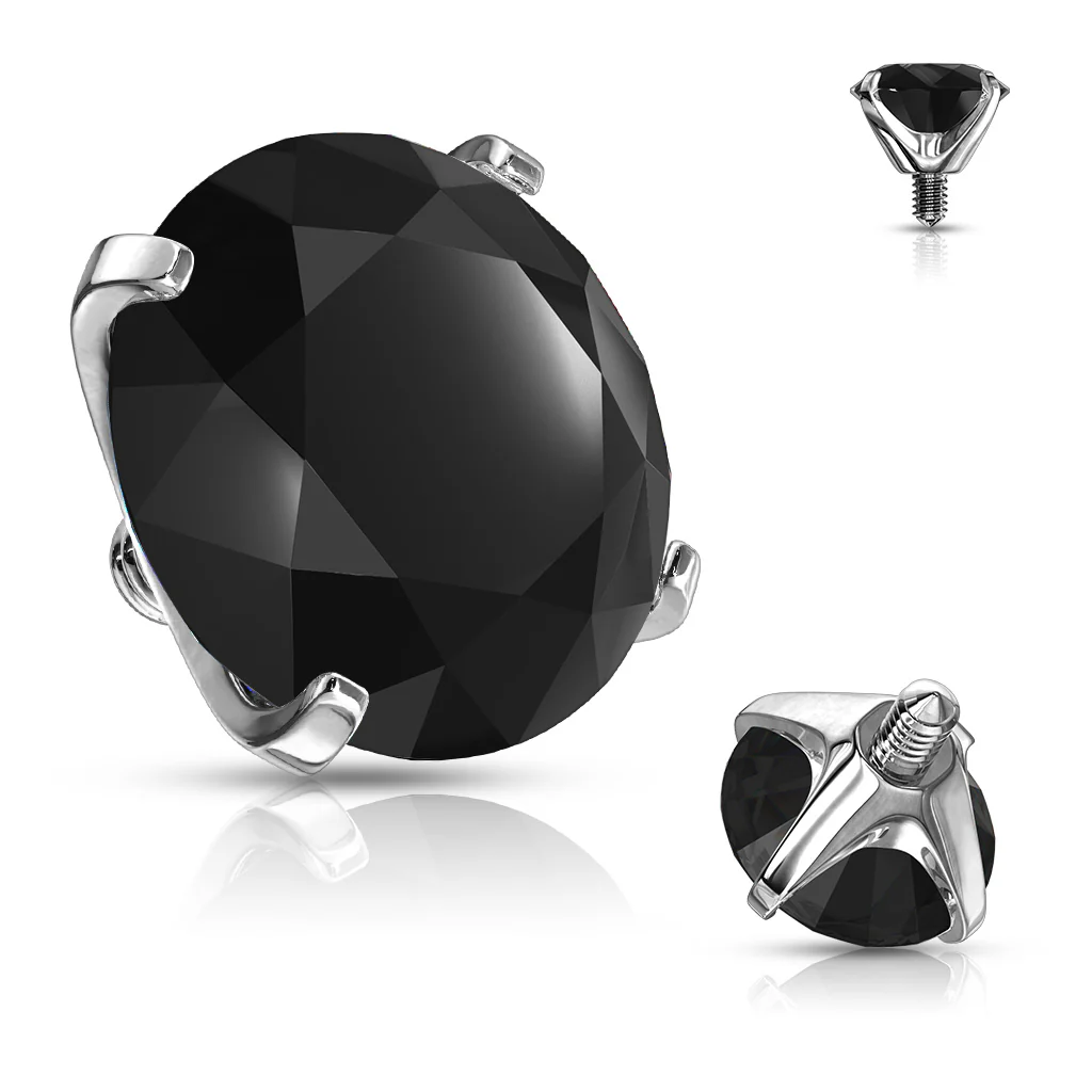 Mixed Sz Round Prong Set Assorted CZ Dermal Anchor Top - Image 4