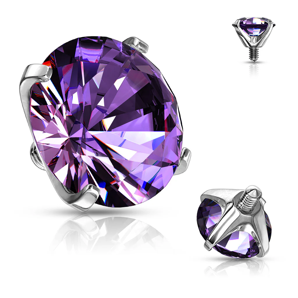 Mixed Sz Round Prong Set Assorted CZ Dermal Anchor Top - Image 7