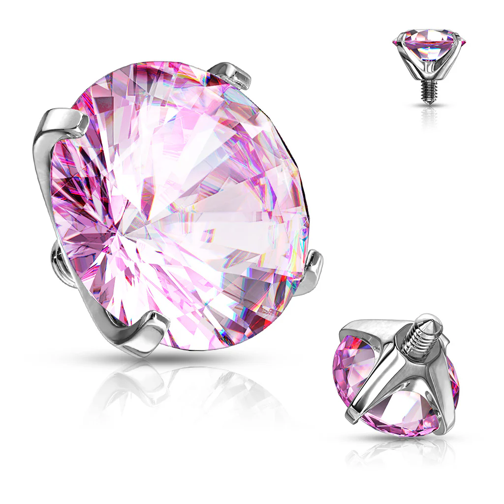 Mixed Sz Round Prong Set Assorted CZ Dermal Anchor Top - Image 9