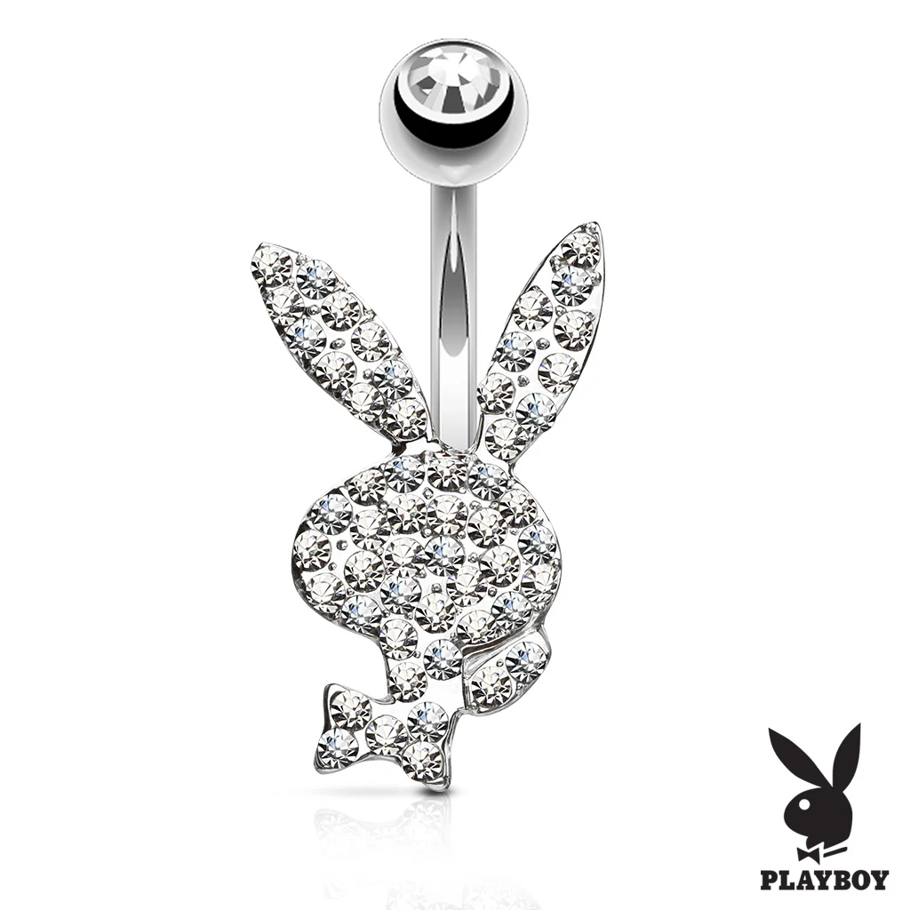 Multi CZ Paved Playboy Bunny 14kt Gold Plated Navel Belly Button Ring - Image 8