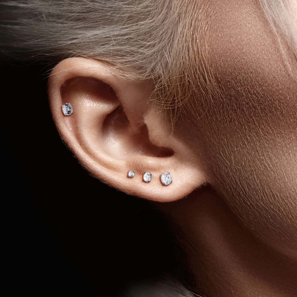 Push In Threadless Prong CZ Top Lip Labret Stud Ear Cartilage - Image 4