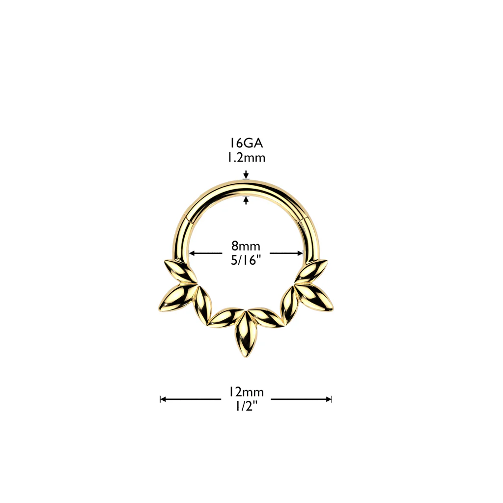 Olive Leaf Vine Hinged Segment Hoop Ring for Nose Ear Lobe Helix - Image 2