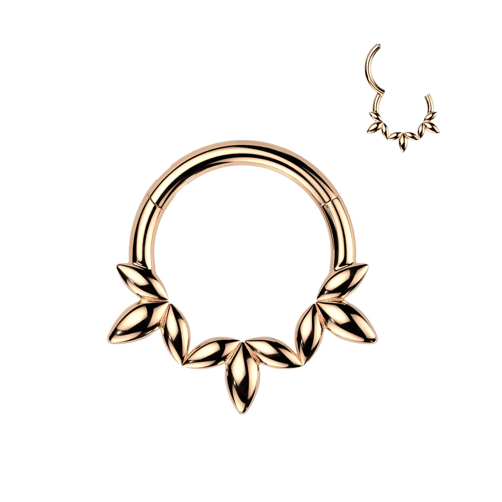 Olive Leaf Vine Hinged Segment Hoop Ring for Nose Ear Lobe Helix - Image 3