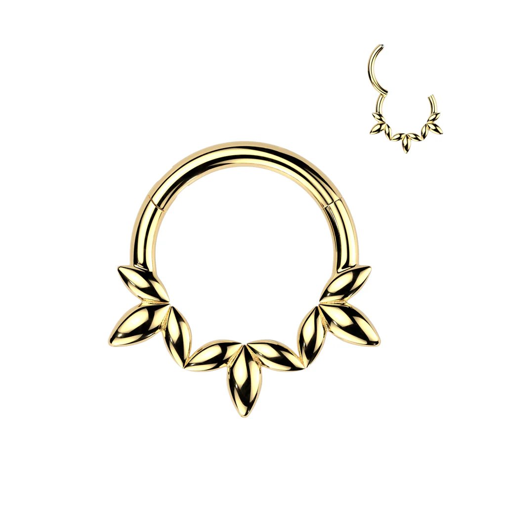 Olive Leaf Vine Hinged Segment Hoop Ring for Nose Ear Lobe Helix - Image 4