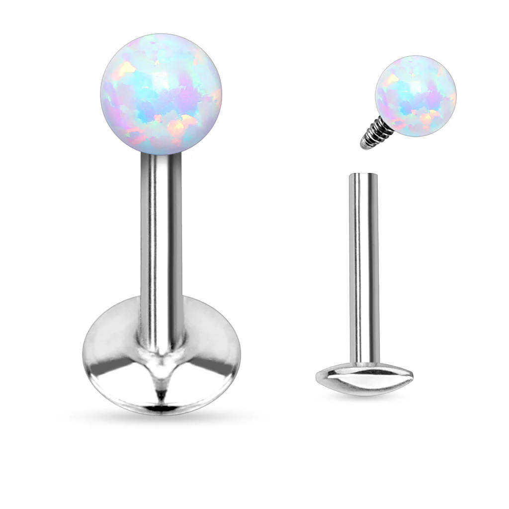 Opal Ball Internal Threaded Labret Monroe Daith Tragus Helix Stud - Image 3