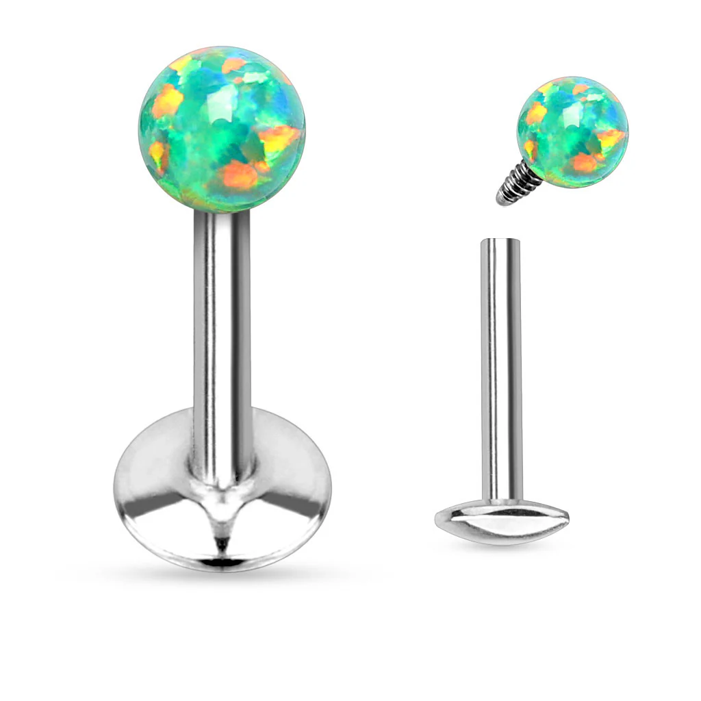 Opal Ball Internal Threaded Labret Monroe Daith Tragus Helix Stud - Image 4