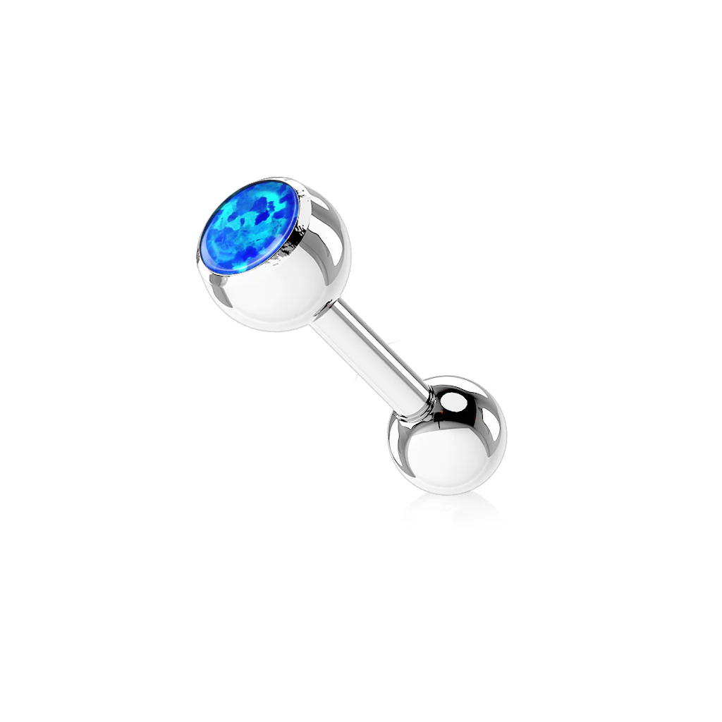 Opal Ball Top Surgical Steel Barbell Tongue Ring - Image 3