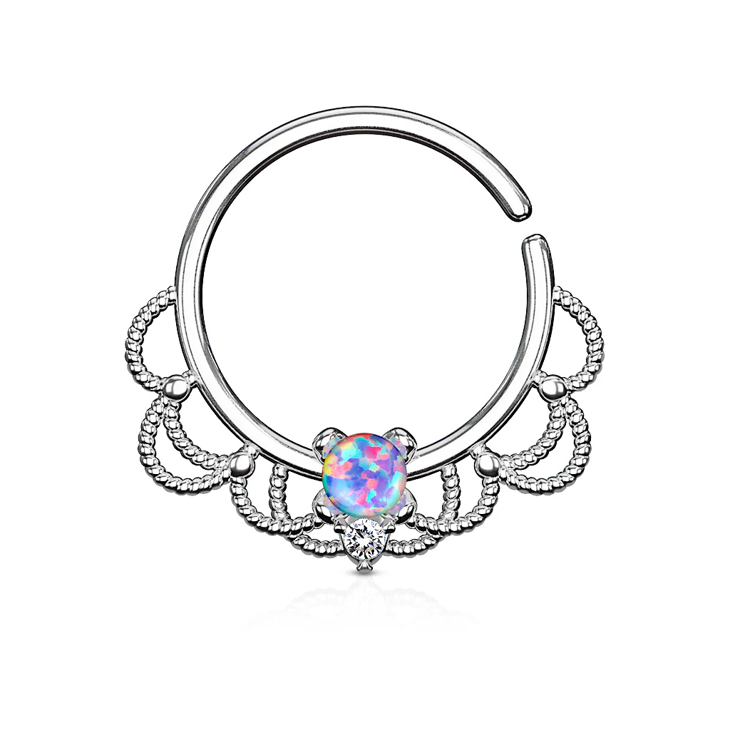 Opal Filigree Nose Septum Ear Cartilage Daith Helix Tragus Rings - Image 10