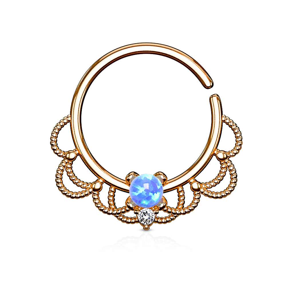 Opal Filigree Nose Septum Ear Cartilage Daith Helix Tragus Rings - Image 11