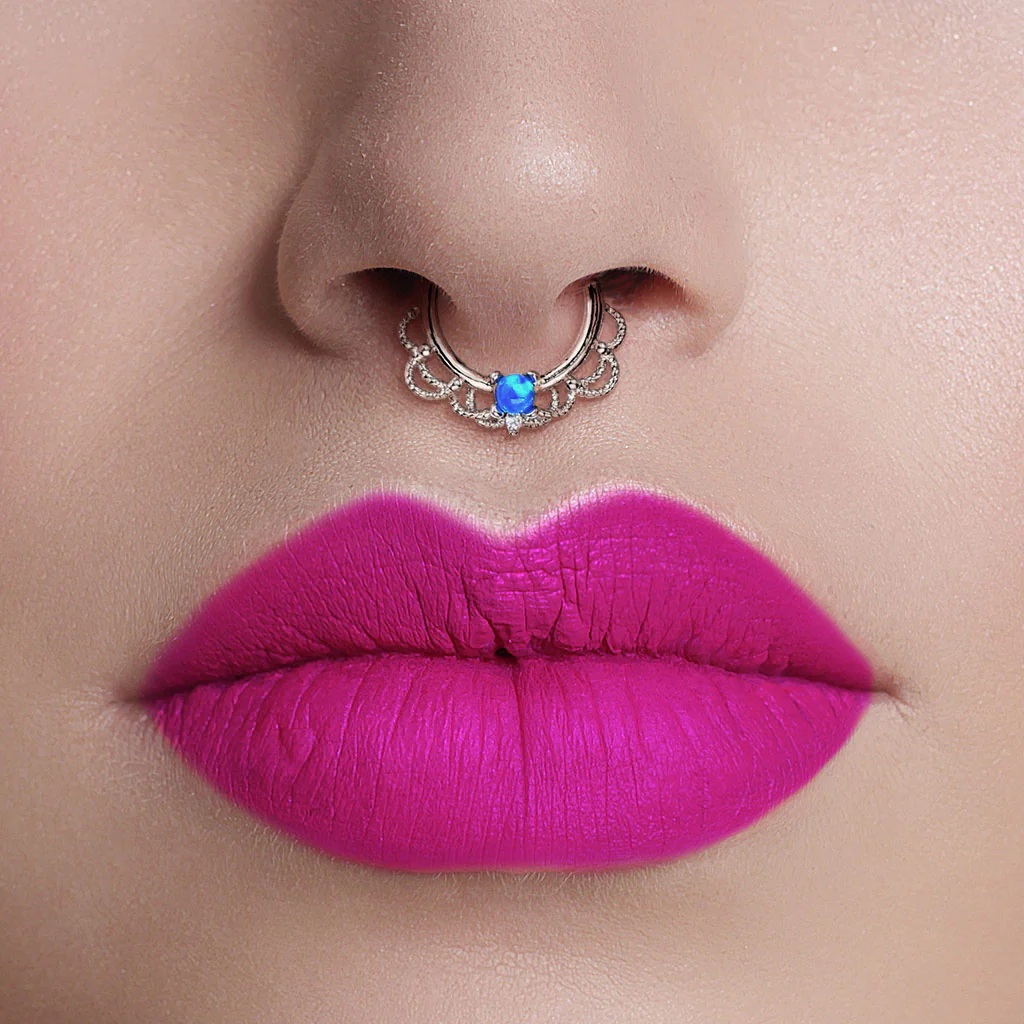 Opal Filigree Nose Septum Ear Cartilage Daith Helix Tragus Rings - Image 2