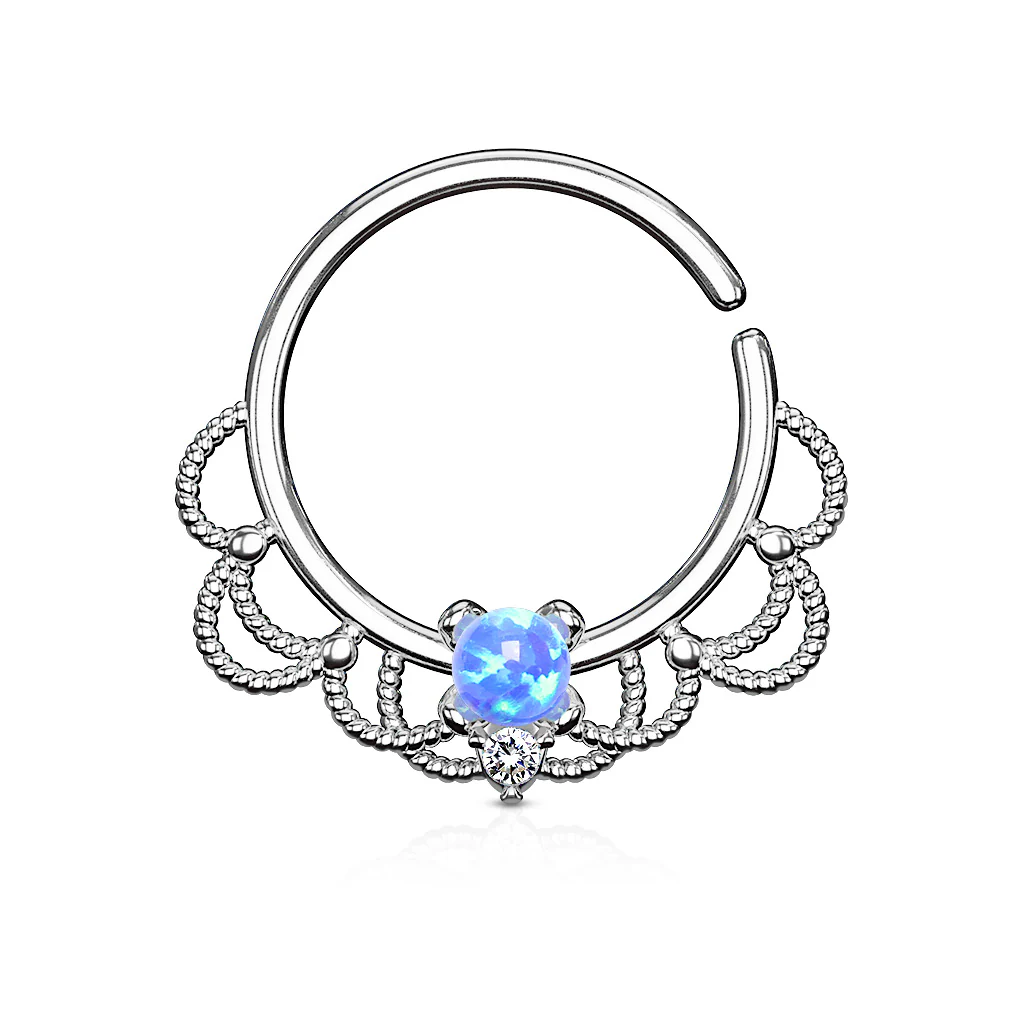 Opal Filigree Nose Septum Ear Cartilage Daith Helix Tragus Rings - Image 6