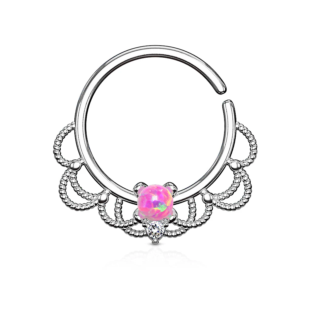 Opal Filigree Nose Septum Ear Cartilage Daith Helix Tragus Rings - Image 8