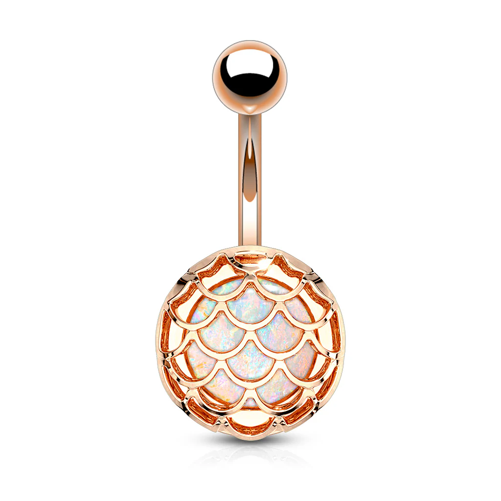 Opal Fish Scale Belly Button Navel Rings - Image 3