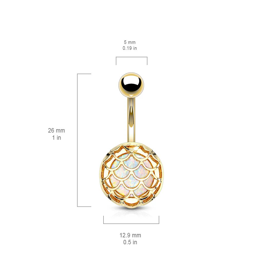 Opal Fish Scale Belly Button Navel Rings - Image 4