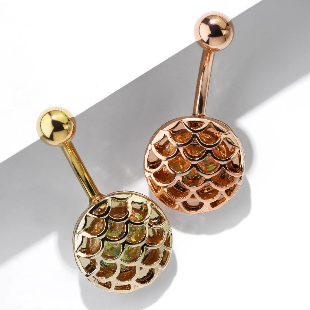Opal Fish Scale Belly Button Navel Rings - Image 5