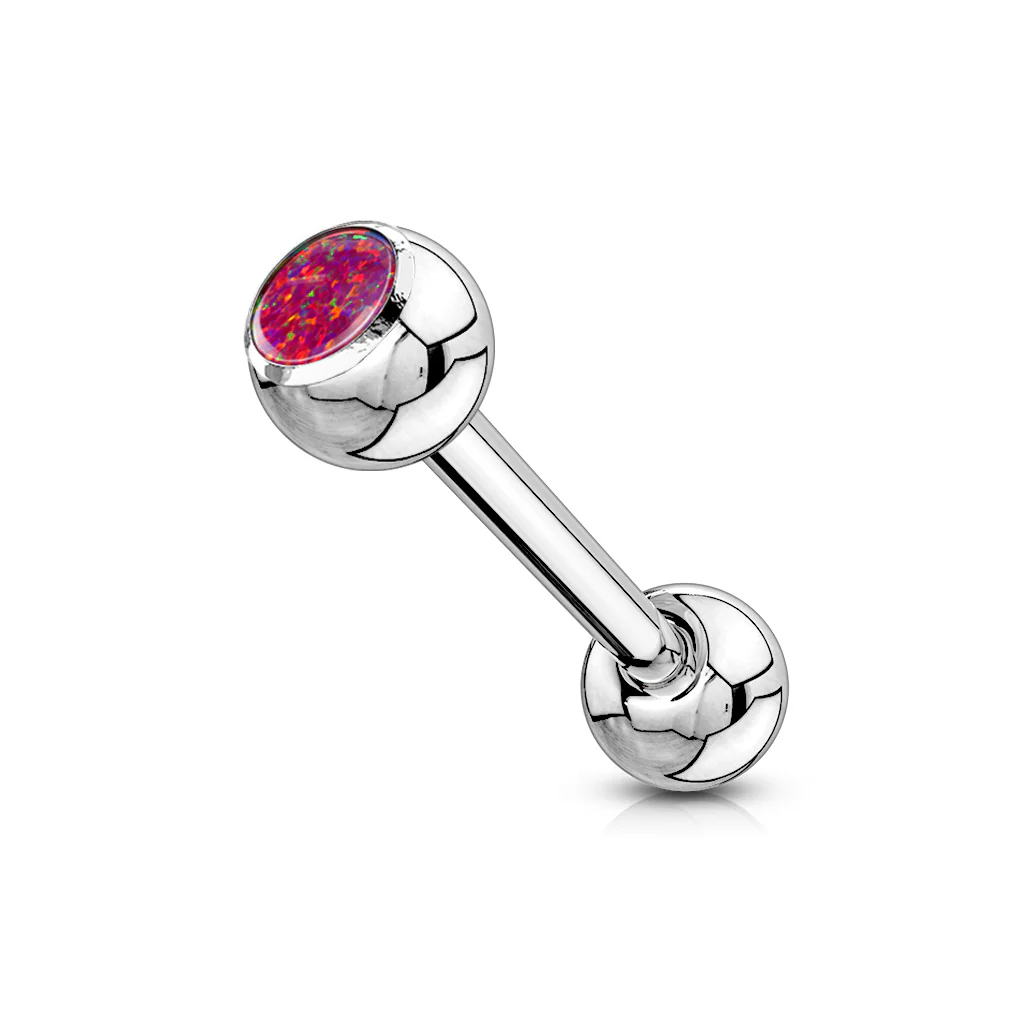 Opal Press Fit Ball  316L Surgical Steel Tongue Ring - Image 6