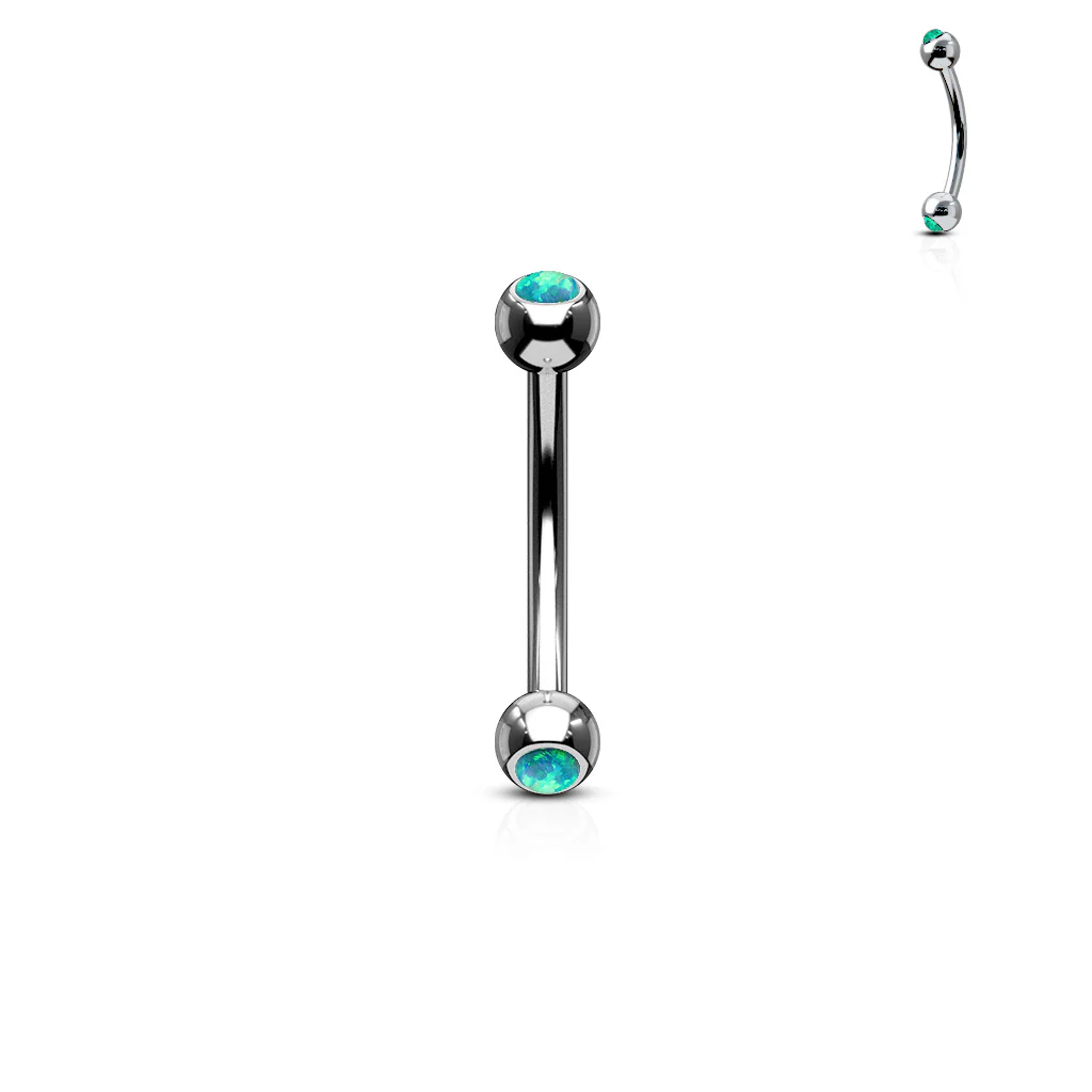 Opal Set Balls Surgical Steel Curved Barbells Eyebrow Ring - Image 3