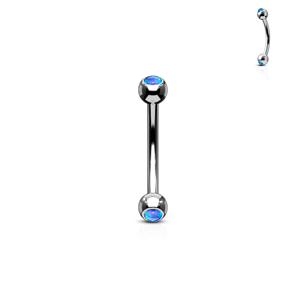 Opal Set Balls Surgical Steel Curved Barbells Eyebrow Ring - Image 4