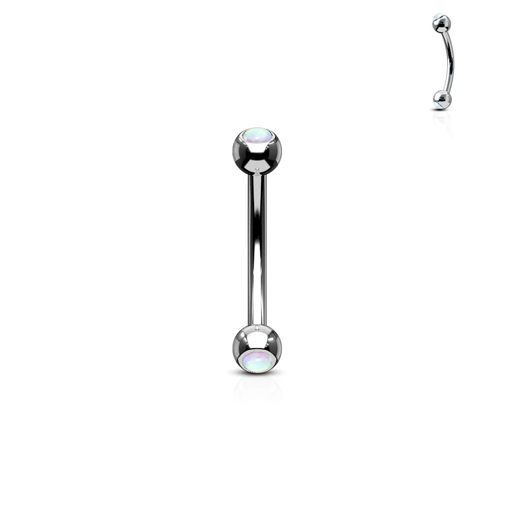 Opal Set Balls Surgical Steel Curved Barbells Eyebrow Ring - Image 5