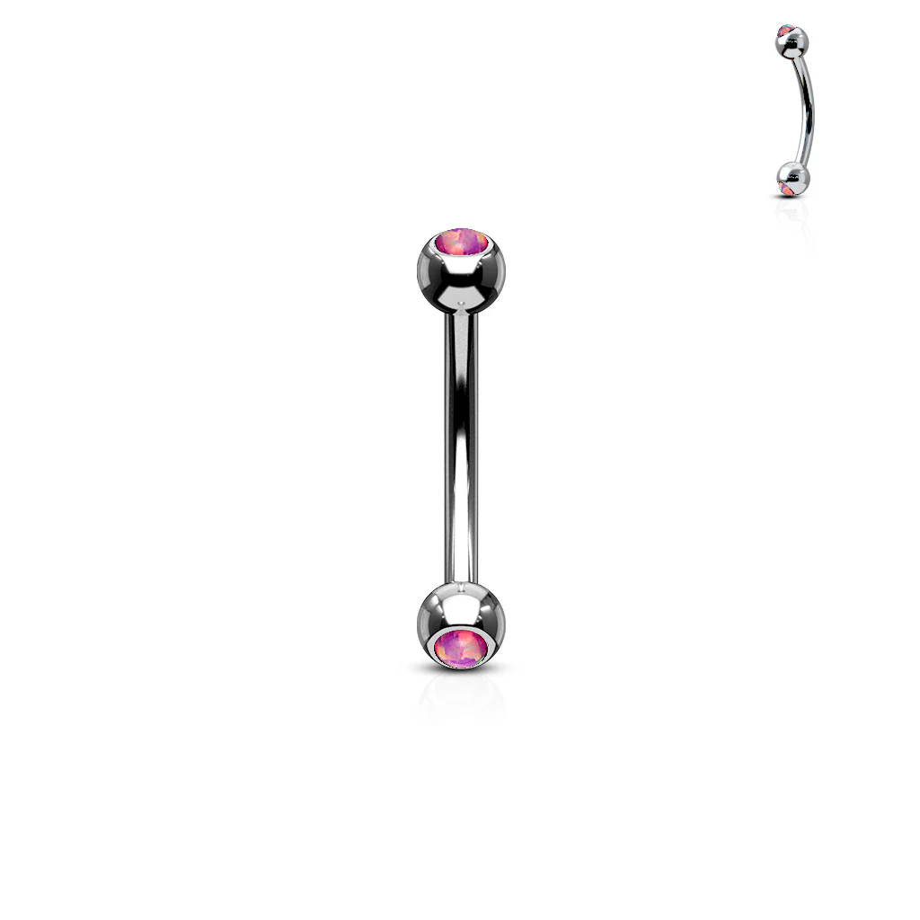 Opal Set Balls Surgical Steel Curved Barbells Eyebrow Ring - Image 6