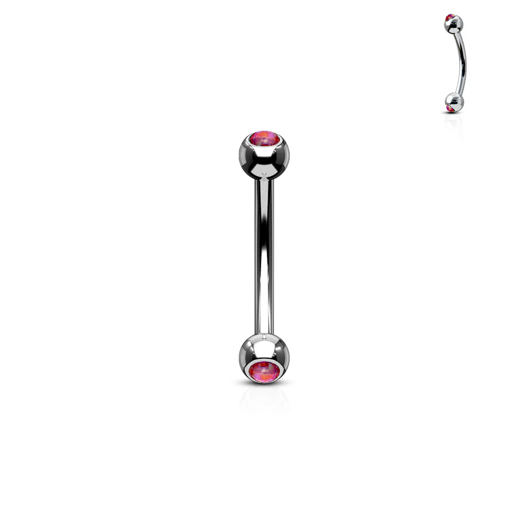 Opal Set Balls Surgical Steel Curved Barbells Eyebrow Ring - Image 7