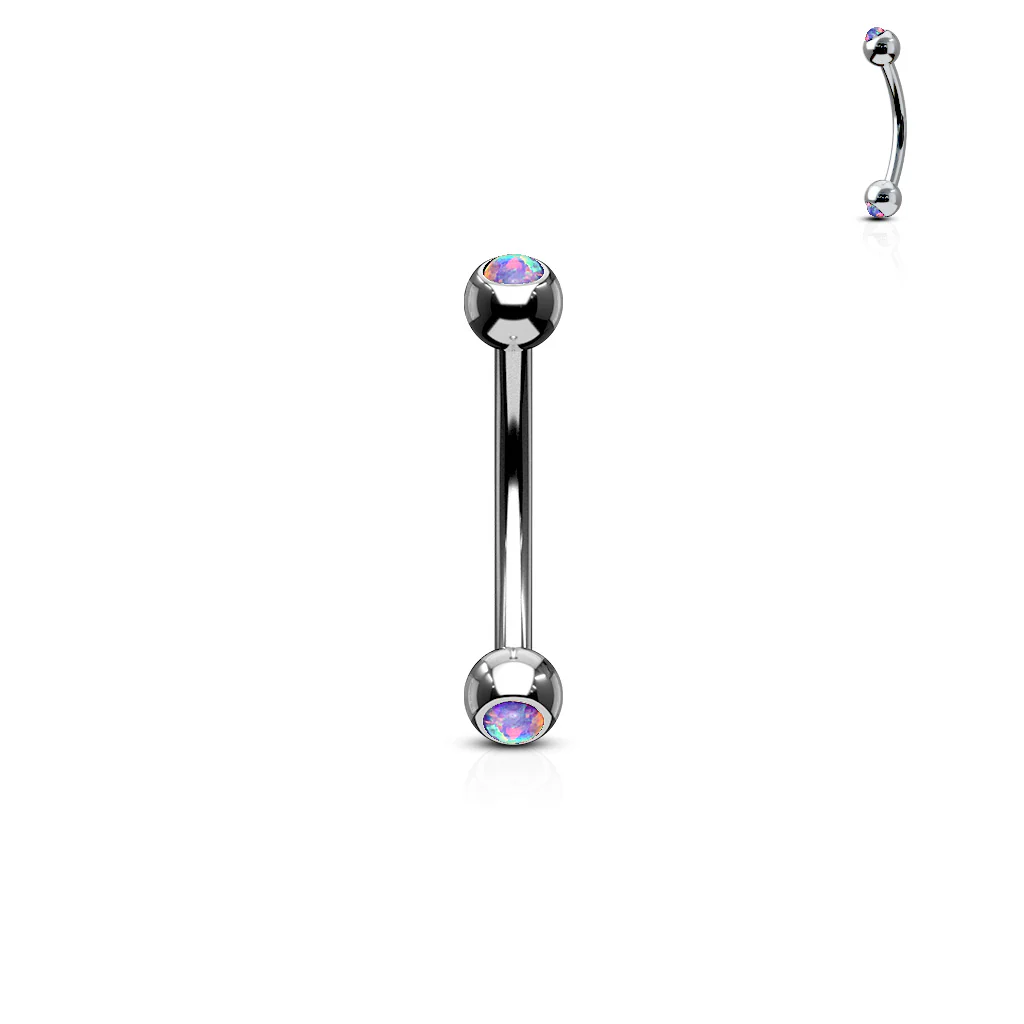 Opal Set Balls Surgical Steel Curved Barbells Eyebrow Ring - Image 8