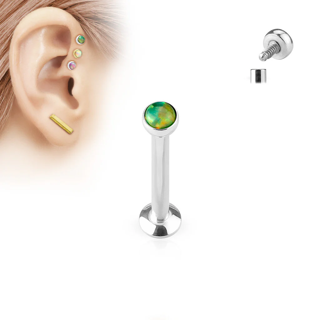 Opal Internal Threaded Labret Monroe Daith Tragus Helix Stud - Image 3