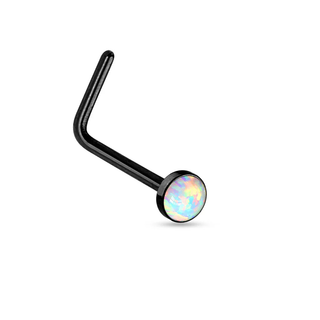 Value Pack 3 pcs Synthetic Opal "L" Bend Nose Stud Rings - Image 3