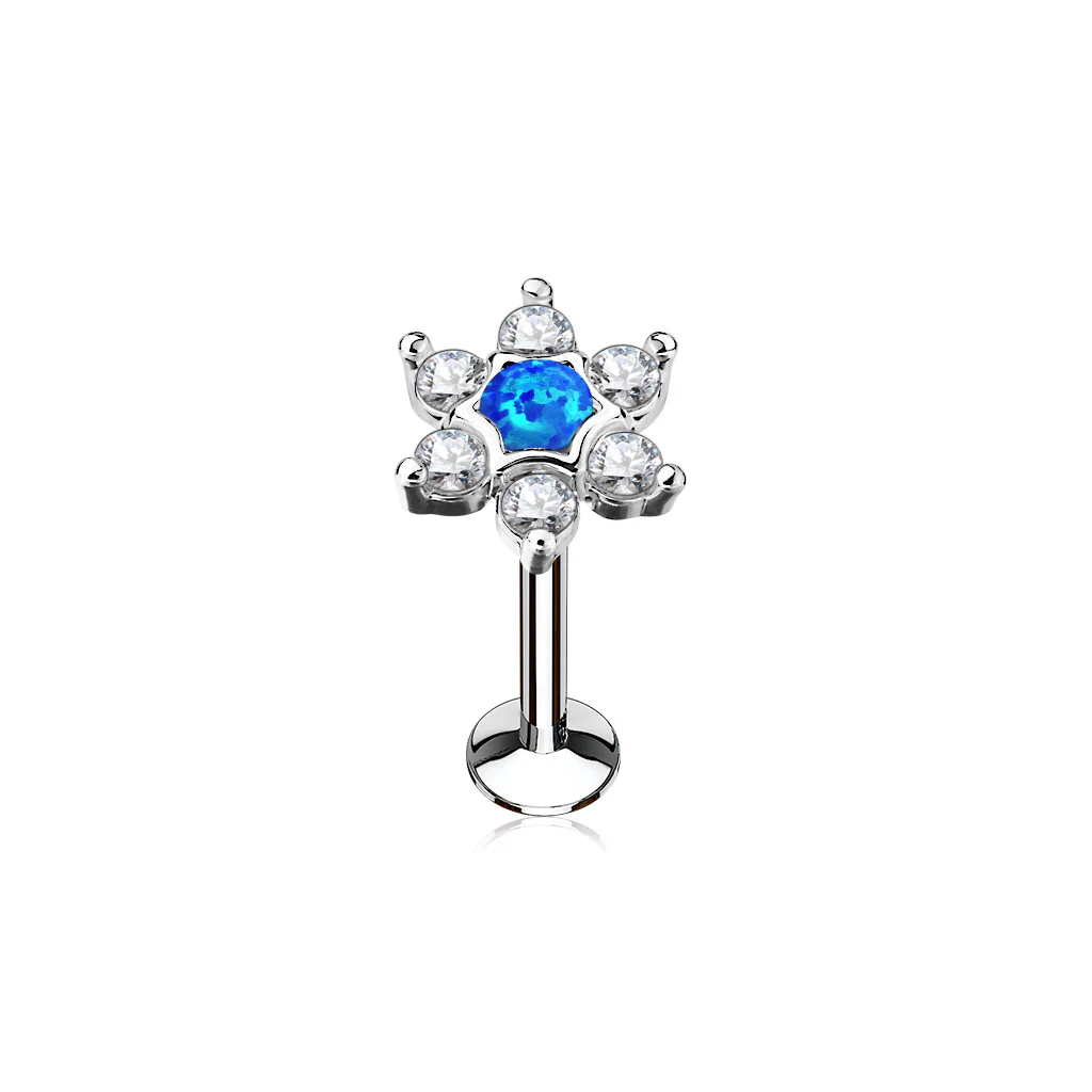 Opal Star Internal Threaded Labret Monroe Cartilage Daith Tragus Studs - Image 3