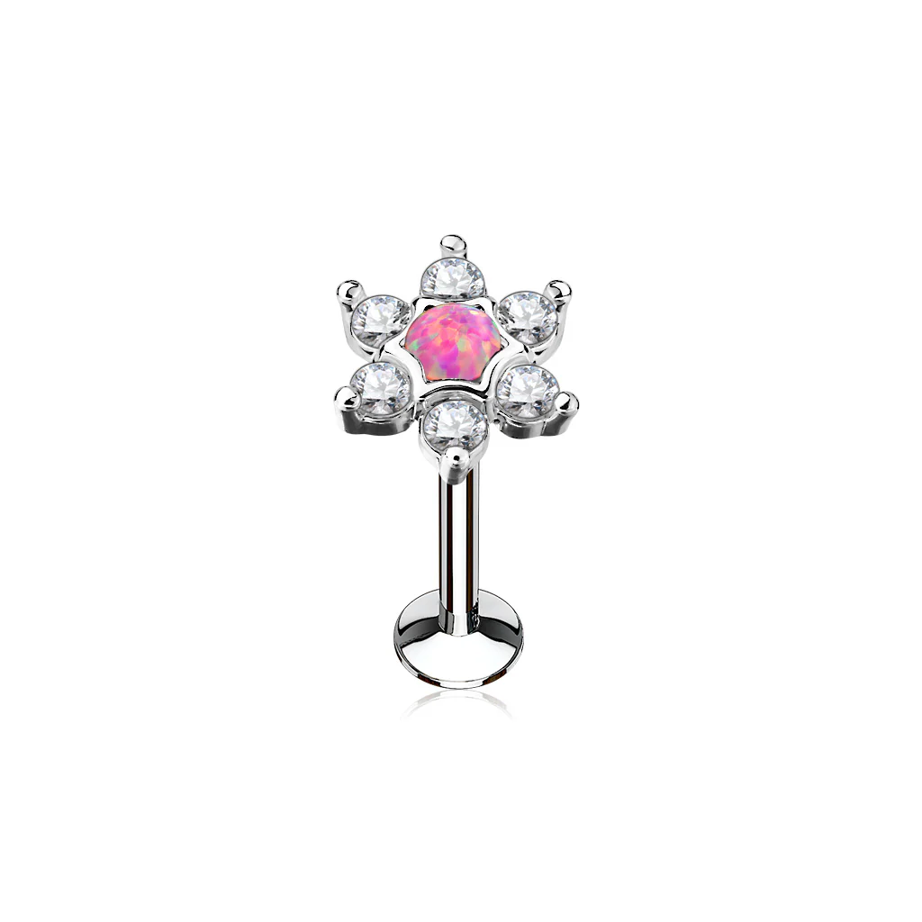 Opal Star Internal Threaded Labret Monroe Cartilage Daith Tragus Studs - Image 4