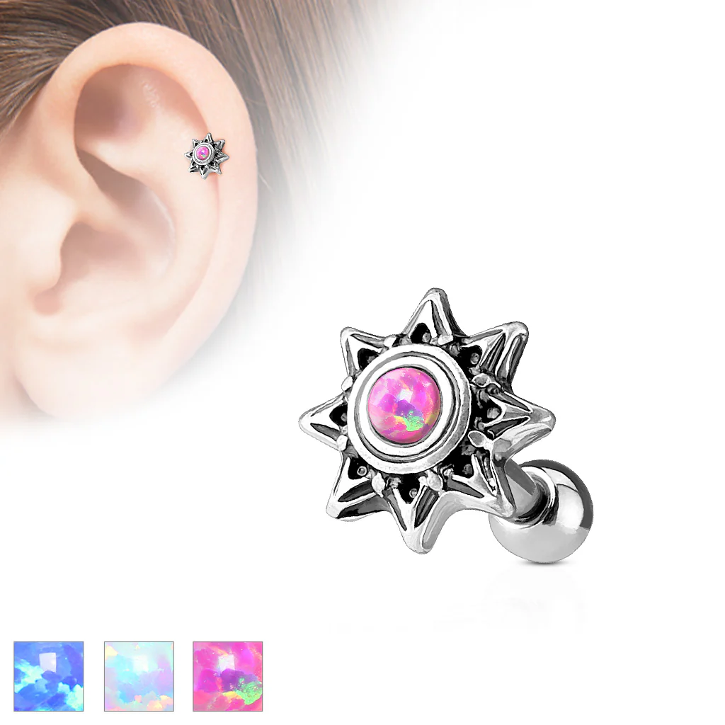 Opal Tribal Sun Ear Cartilage Daith Helix Tragus Barbell