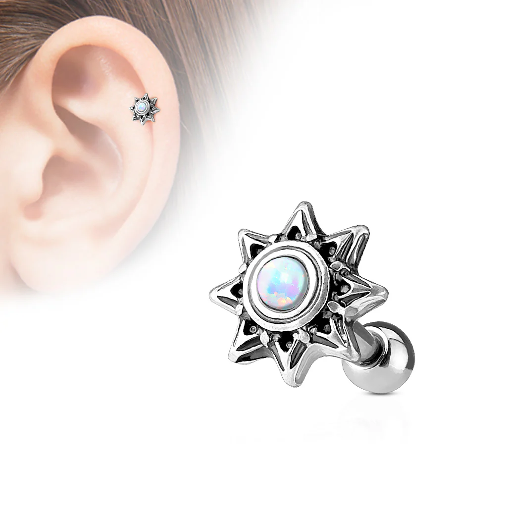 Opal Tribal Sun Ear Cartilage Daith Helix Tragus Barbell - Image 3