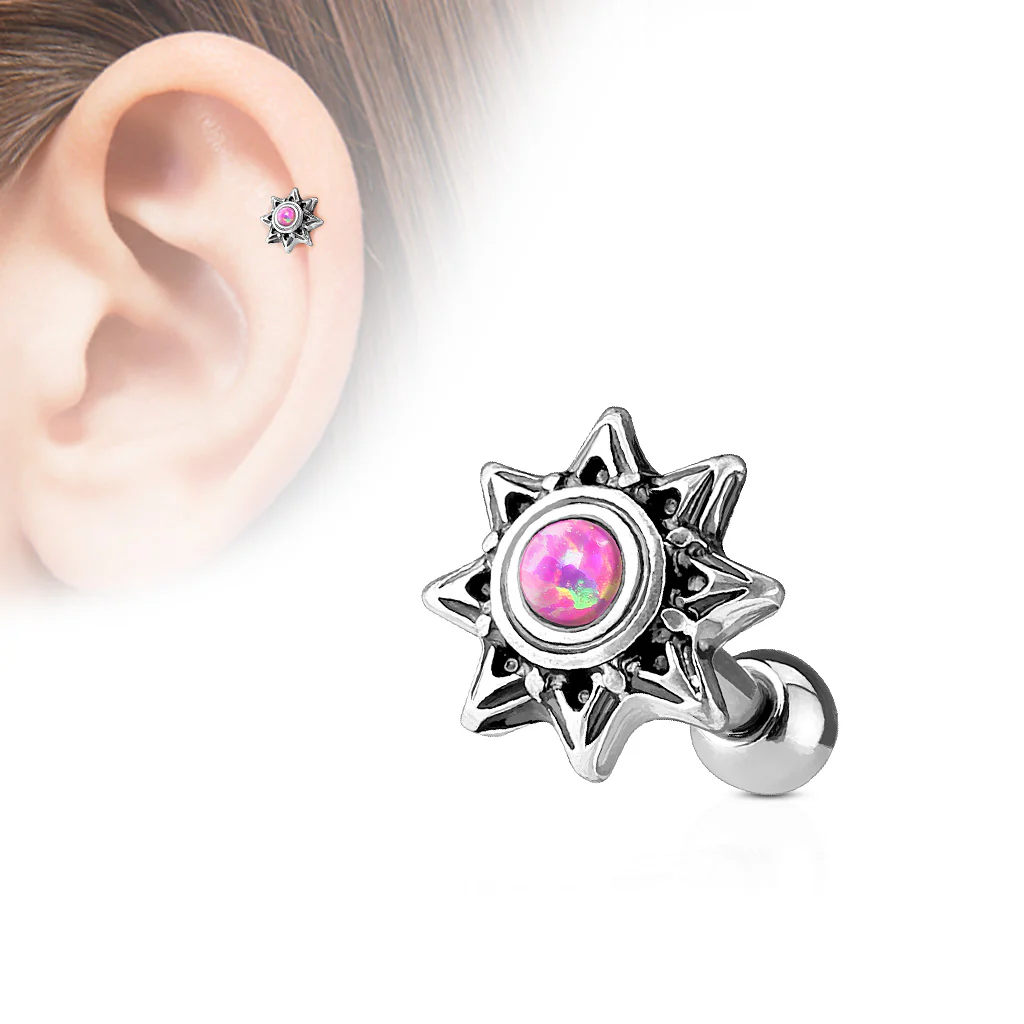 Opal Tribal Sun Ear Cartilage Daith Helix Tragus Barbell - Image 4