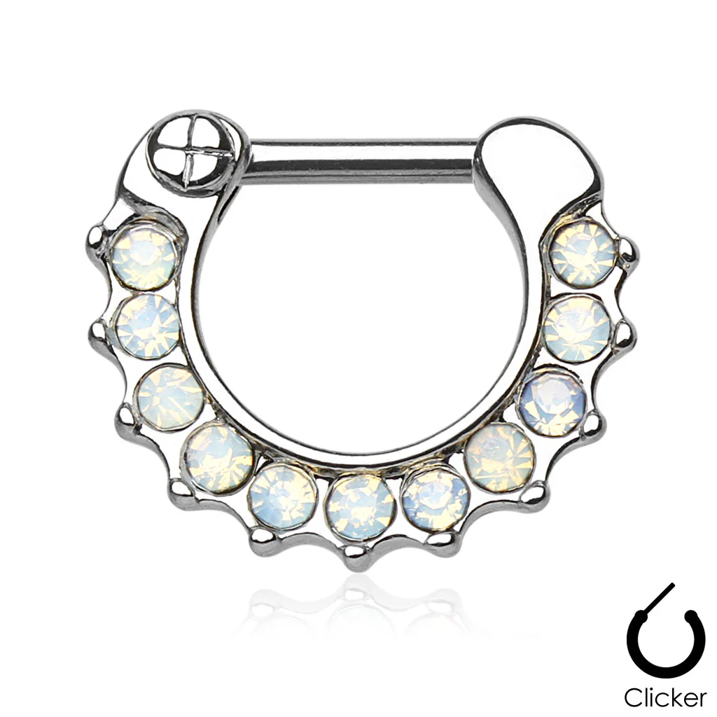 Opalites Surgical Steel Septum Clicker Nose Ring - Image 2