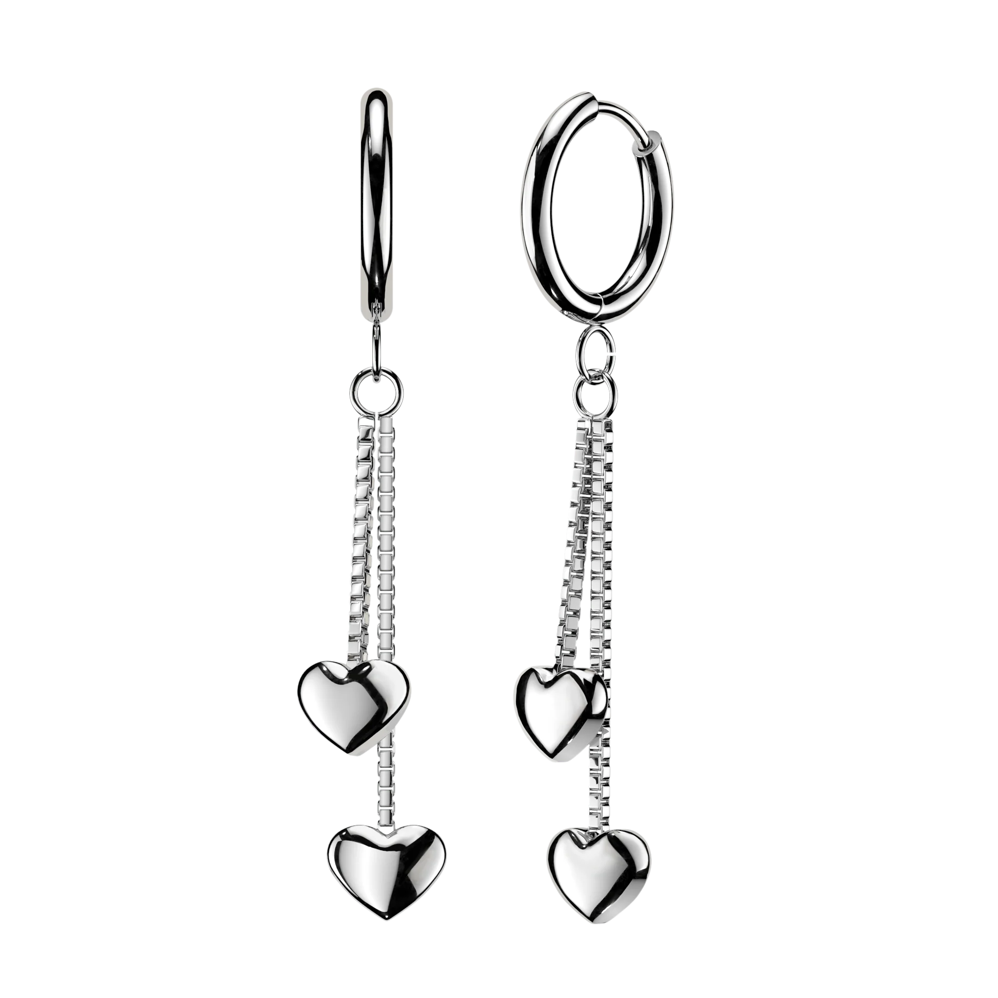 Pair 3 F Heart Hinged Hoop Earrings Ear Cartilage Tragus - Image 4