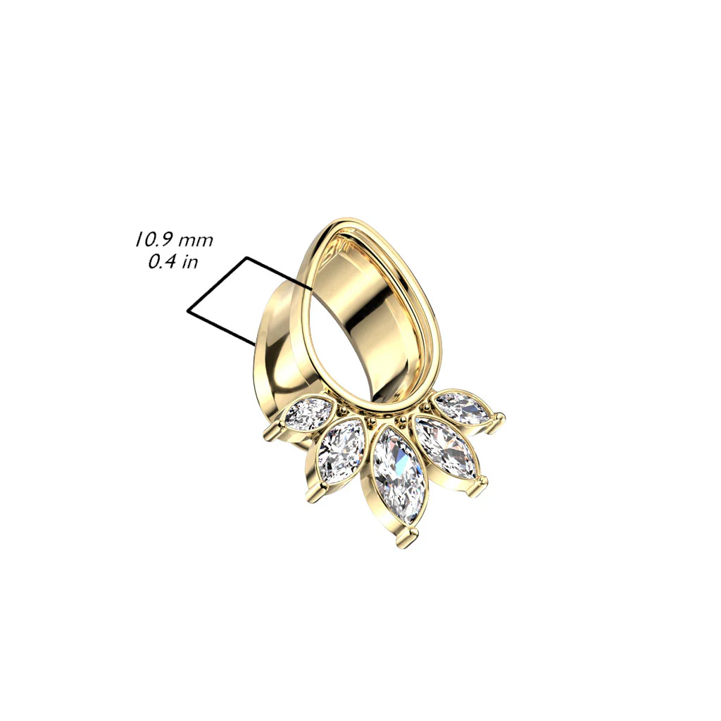 Pair 5 Marquise CZ Fan Tear Drop Double Flare Tunnel - Image 3
