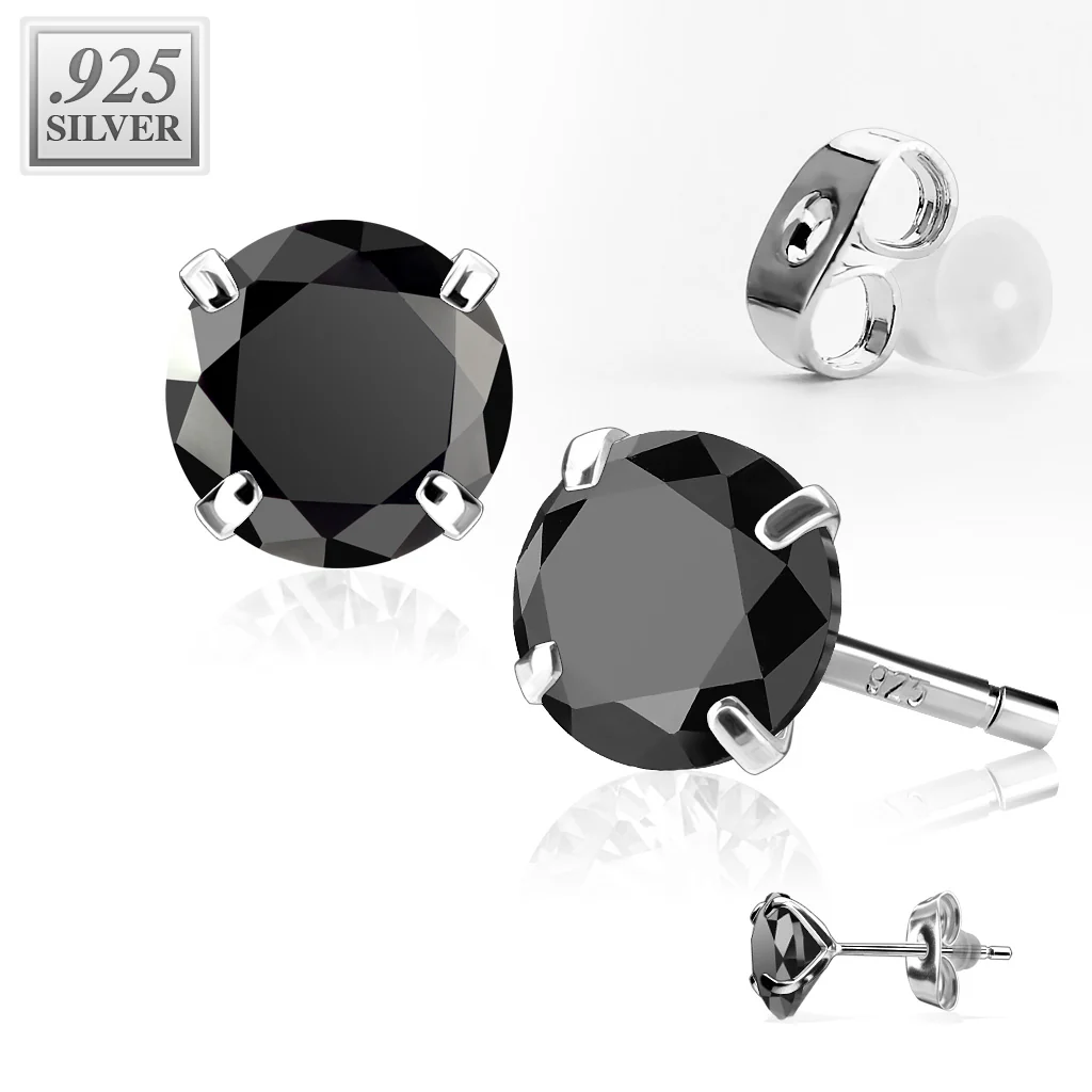 Pair .925 Sterling Silver With Giant 10 mm Round CZ Martini Stud Earring - Image 2