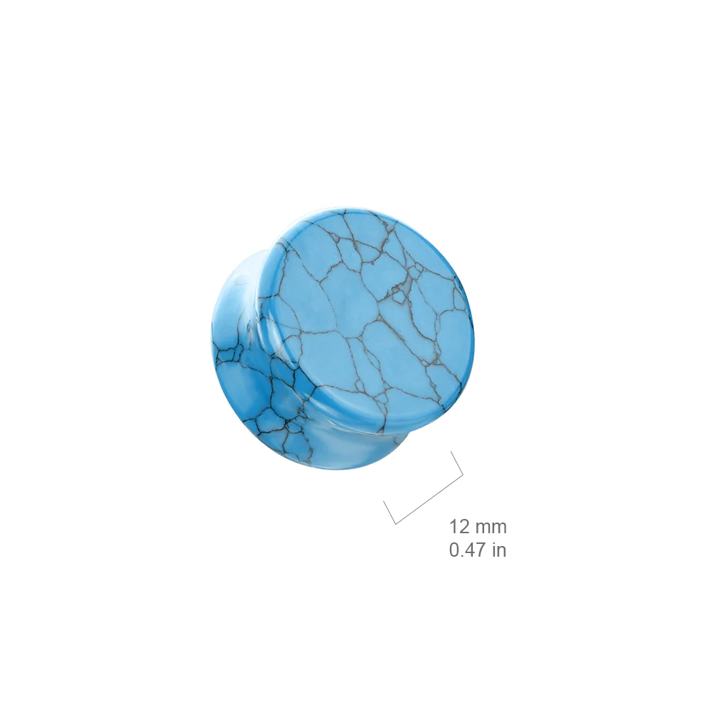 Pair Turquoise Double Flare Semi Precious Stone Plug - Image 2
