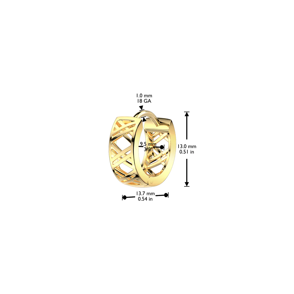 Pair of 316L Stainless Steel Hinged Hollow X Hoop Earrings - Image 2